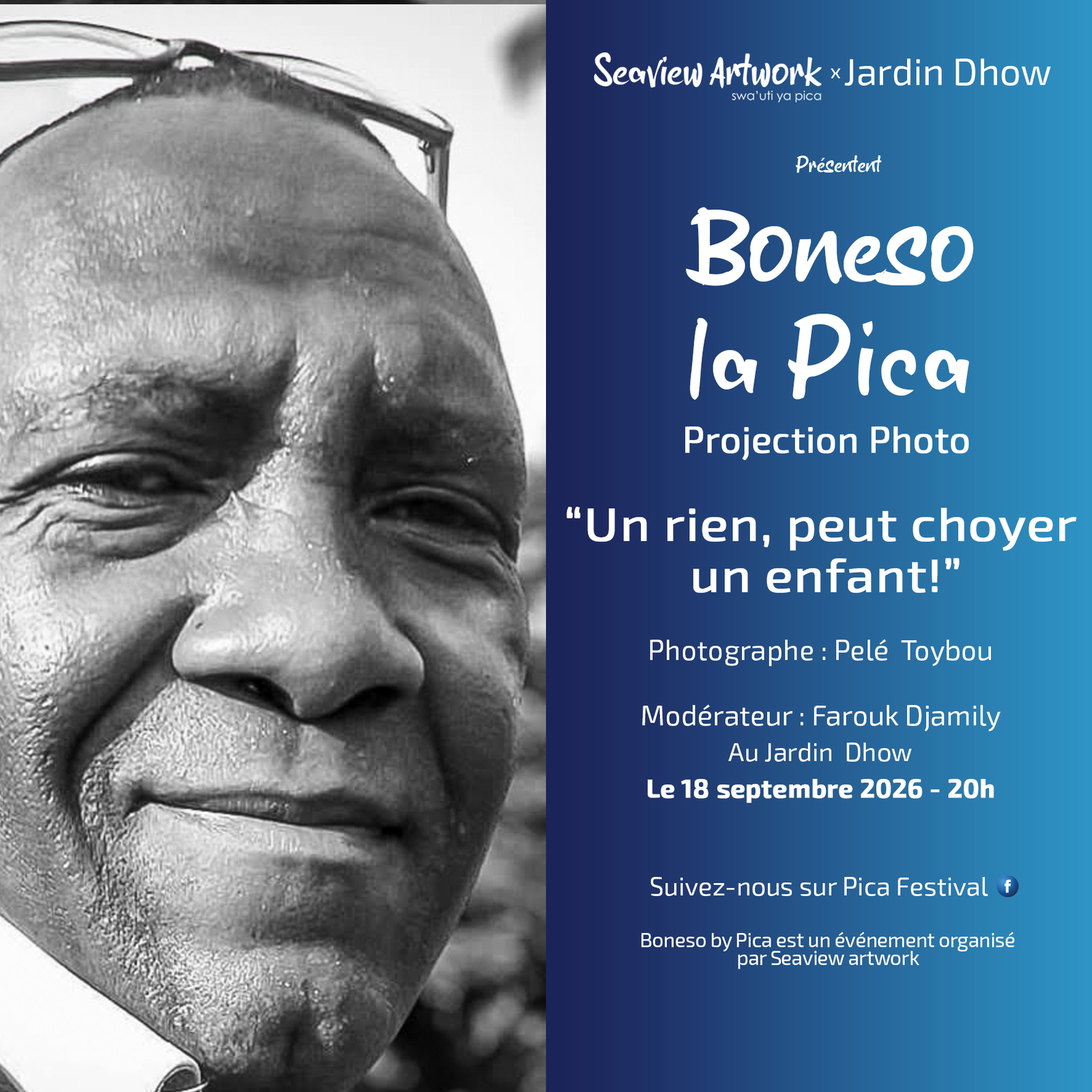 Affiche Boneso by Pica — Un rien, peut choyer un enfant ! de Pelé Toybou, 18 septembre 2026